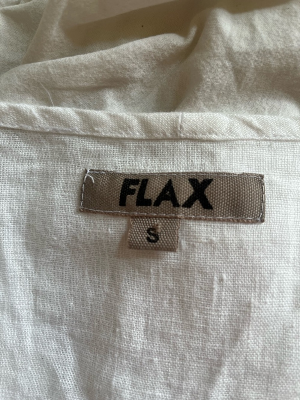 Flax White Linen V-Neck 3/4 Sleeve Relaxed Tunic Basic Classic - Picture 3 of 4